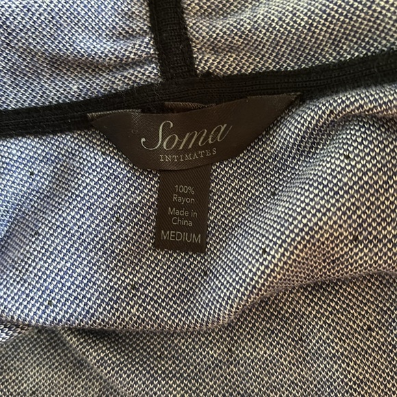 Soma Intimates Soft Body Wrap Open Long  Cardigan Sz M Black Purple White Spots - Picture 4 of 4